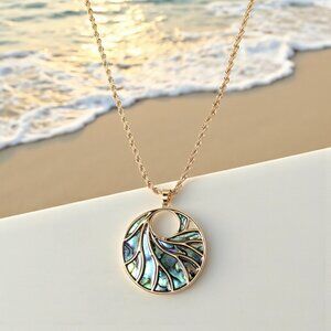 Coral Abalone Shell Paua Shell Necklace